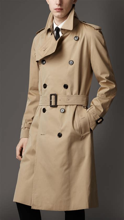 burberry london men's raglan double breasted cotton trench coat|Long Cotton Blend Trench Coat in Heron .